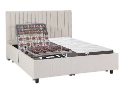 Lit électrique de relaxation déco tout plots + matelas 100% latex 3 zones - 2 x 80 x 200 cm - Tissu - Beige - TIARI de YSMÉE>Vente-unique Sale
