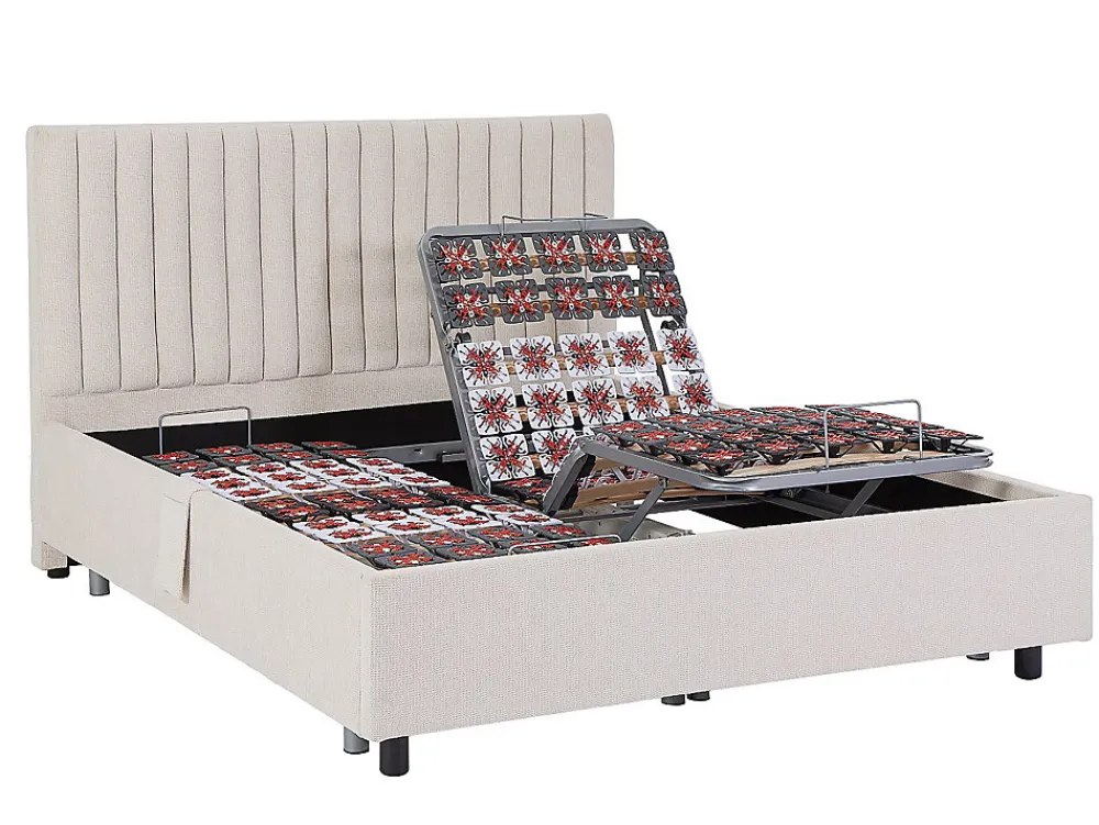 Lit électrique de relaxation déco tout plots + matelas 100% latex 3 zones - 2 x 80 x 200 cm - Tissu - Beige - TIARI de YSMÉE>Vente-unique Sale
