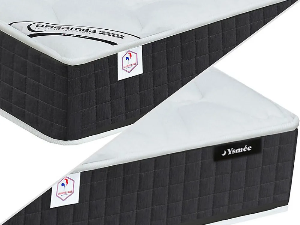 Lit électrique de relaxation tout plots + matelas ressorts ensachés et mémoire forme - 2 x 70 x 190 cm - Noir - PHANES de YSMÉE>Vente-unique Online