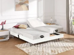 Vente-unique Lit électrique de relaxation tout plots + matelas mémoire de forme et bambou - 2 x 80 x 200 cm - Blanc - LYSIS III de NATUREA* Lit Double