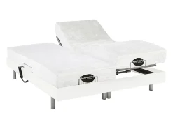 Vente-unique Lit électrique de relaxation tout plots + matelas mémoire de forme et bambou - 2 x 70 x 190 cm - Blanc - LYSIS III de NATUREA* Lit Double