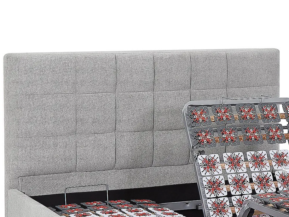 Vente-unique Lit électrique de relaxation déco tout plots + matelas 100% latex 3 zones - 2 x 70 x 190 cm - Tissu - Gris - JOFAR de YSMÉE* Lit Double