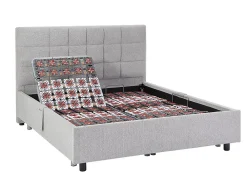 Vente-unique Lit électrique de relaxation déco tout plots + matelas 100% latex 3 zones - 2 x 70 x 190 cm - Tissu - Gris - JOFAR de YSMÉE* Lit Double