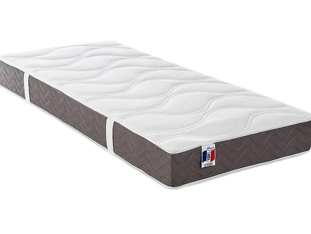 Vente-unique Lit électrique de relaxation déco tout plots + matelas 100% latex 3 zones - 2 x 70 x 190 cm - Tissu - Gris - JOFAR de YSMÉE* Lit Double