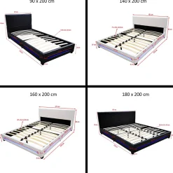 Brand Home Deluxe Lit LED ASTEROID blanc 160 x 200 cm* Lit Double