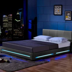 Brand Home Deluxe Lit LED ASTEROID gris foncé 180 x 200 cm* Lit Double