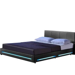Brand Home Deluxe Lit LED ASTEROID gris foncé 180 x 200 cm* Lit Double