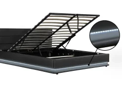 Habitat Et Jardin Lit LED avec coffre "Anastasia" 180 x 200 cm Noir* Lit Coffre