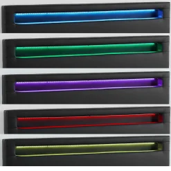 Lit LED double PINOT 140x190 cm, avec sommier, revêtement synthétique noir><noscript><img width=