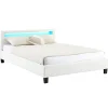 Lit LED double PINOT 140x190 cm, avec sommier, revêtement synthétique blanc>Idimex