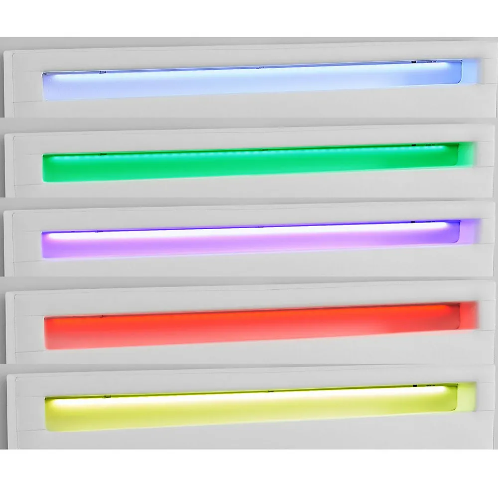 Lit LED double PINOT 140x190 cm, avec sommier, revêtement synthétique blanc>Idimex