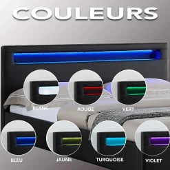 Nature Pro Lit LED Double 140x190 cm Sommier + Tête de Lit Noir* Sommier