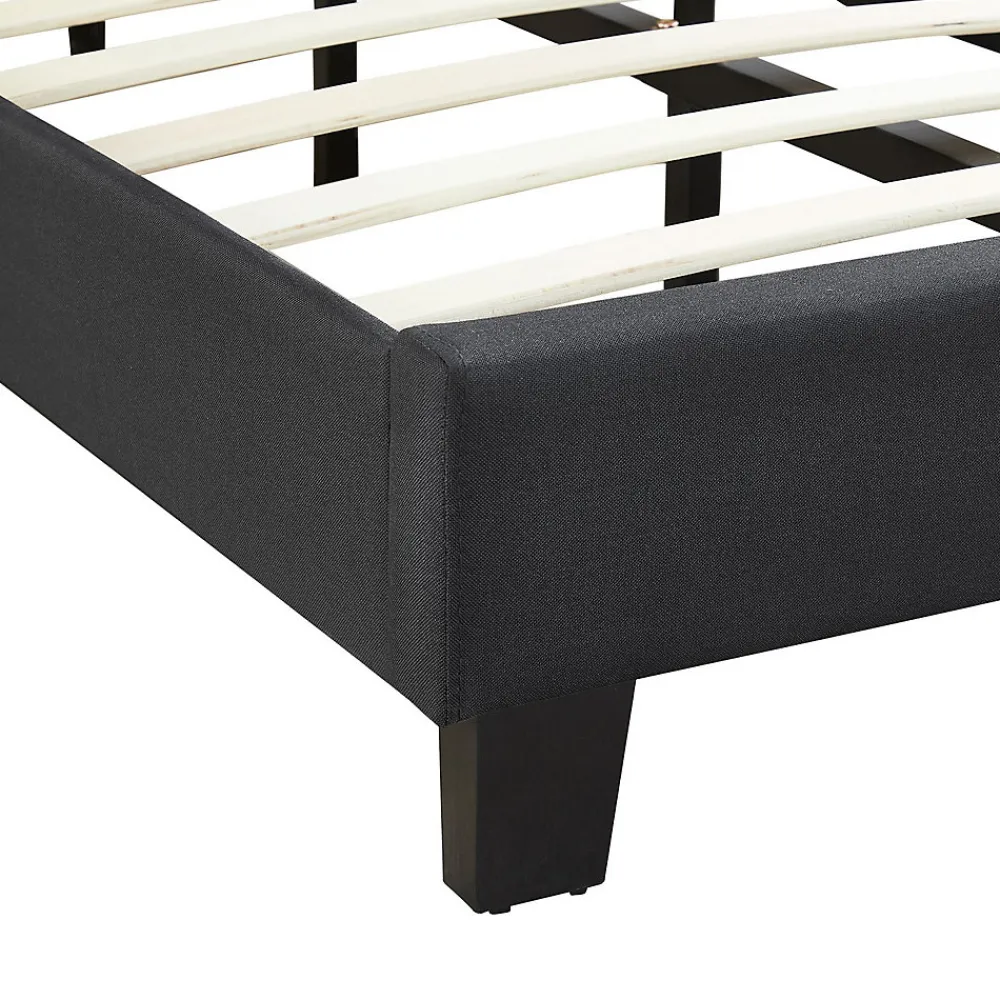 Lit LED simple AUSTIN 90x190 cm, avec sommier, revêtement en tissu noir>Idimex Sale