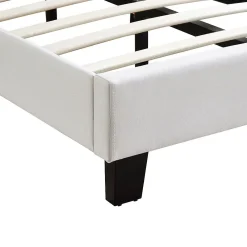 Lit LED simple AUSTIN 90x190 cm, avec sommier, revêtement en tissu blanc><noscript><img width=