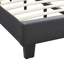 Lit LED simple EVAN 90x190 cm, avec sommier, revêtement en synthétique noir><noscript><img width=