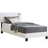 Lit LED simple EVAN 90x190 cm, avec sommier, revêtement en synthétique blanc>Idimex Outlet