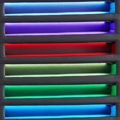 Lit LED simple LUCENO 90x190 cm, avec sommier, revêtement synthétique noir><noscript><img width=