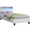 Lit LED simple LUCENO 90x190 cm, avec sommier, revêtement synthétique blanc>Idimex Sale