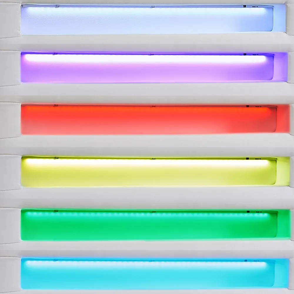 Lit LED simple LUCENO 90x190 cm, avec sommier, revêtement synthétique blanc>Idimex Sale