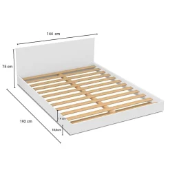Weber Industries Lit LOFT 140x190 + 2 chevets + sommier + tête de lit / Blanc* Lit Double