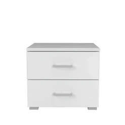 Weber Industries Lit LOFT 140x190 + 2 chevets + sommier + tête de lit / Blanc* Lit Double