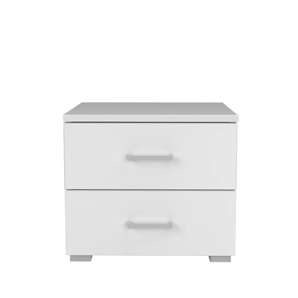 Weber Industries Lit LOFT 140x190 + 2 chevets + sommier + tête de lit / Blanc* Lit Double