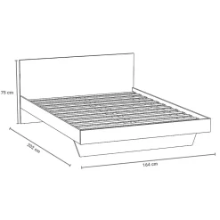 Weber Industries Lit LOFT 160x200 + 2 chevets + sommier + tête de lit / Noir* Lit Double