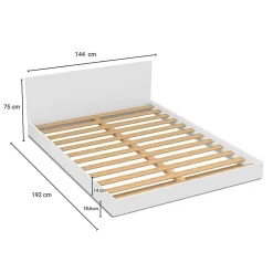 Lit LOFT 140x190 + 1 sommier + tête de lit / Blanc><noscript><img width=