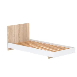 Weber Industries Lit LOFT 90x190 cm + sommier / Décor Blanc & chêne blanchi* Lit Simple
