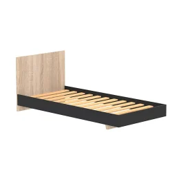 Lit LOFT 90x190 cm + sommier / Décor Noir & chêne blanchi>Weber Industries Sale