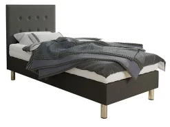 Mobilier1 Lit Logan 100, Unique, Gris, Tissu, Disponible, 80x204x115cm* Ensemble Sommier Et Matelas