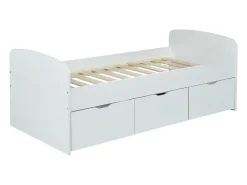 Vente-unique Lit LOUANE avec 2 tiroirs et 1 coffre de rangement - 90 x 190 cm - Blanc* Lit Avec Rangement
