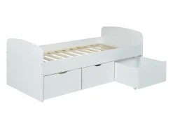 Vente-unique Lit LOUANE avec 2 tiroirs et 1 coffre de rangement - 90 x 190 cm - Blanc* Lit Avec Rangement