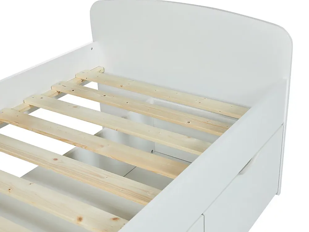 Vente-unique Lit LOUANE avec 2 tiroirs et 1 coffre de rangement - 90 x 190 cm - Blanc* Lit Avec Rangement