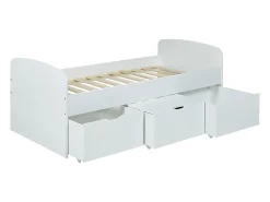 Vente-unique Lit LOUANE avec 2 tiroirs et 1 coffre de rangement - 90 x 190 cm - Blanc* Lit Avec Rangement