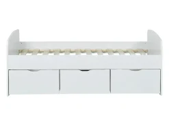 Vente-unique Lit LOUANE avec 2 tiroirs et 1 coffre de rangement - 90 x 190 cm - Blanc* Lit Avec Rangement