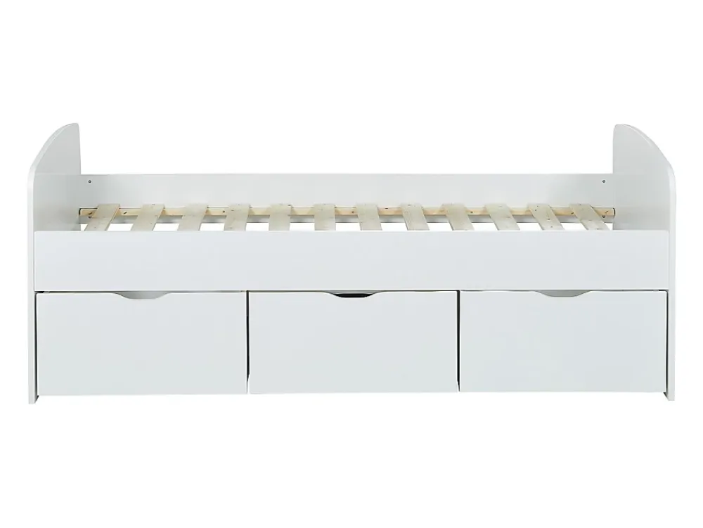 Vente-unique Lit LOUANE avec 2 tiroirs et 1 coffre de rangement - 90 x 190 cm - Blanc* Lit Avec Rangement