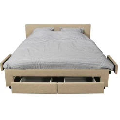 Lit LUGANO 140x190 + 1 sommier + 4 tiroirs / Beige><noscript><img width=