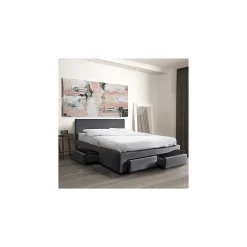 Lit LUGANO 160x200 + 1 sommier + 4 tiroirs / Gris foncé>Weber Industries Online