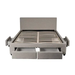 Weber Industries Lit LUGANO 140x190 + 1 sommier + 4 tiroirs / Gris clair* Lit Avec Rangement