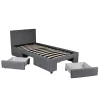 Weber Industries Lit LUGANO 90x190 + 1 sommier + 2 tiroirs / Gris foncé* Lit Simple