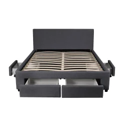 Lit LUGANO 140x190 + 1 sommier + 4 tiroirs / Gris foncé><noscript><img width=