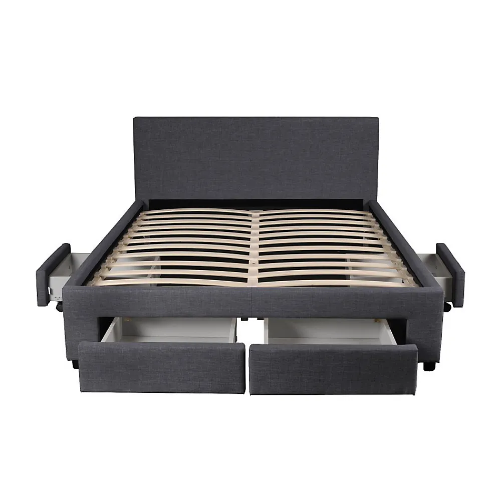 Lit LUGANO 140x190 + 1 sommier + 4 tiroirs / Gris foncé>Weber Industries New
