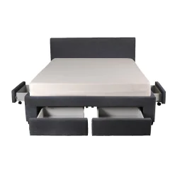 Lit LUGANO 140x190 + 1 sommier + 4 tiroirs / Gris foncé><noscript><img width=