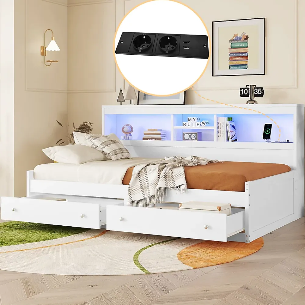 Fortuna lai Lit Maison 90x200cm, Enfant, Forme Cheminée, Bois de Pin, Blanc*Enfant Lit Enfant