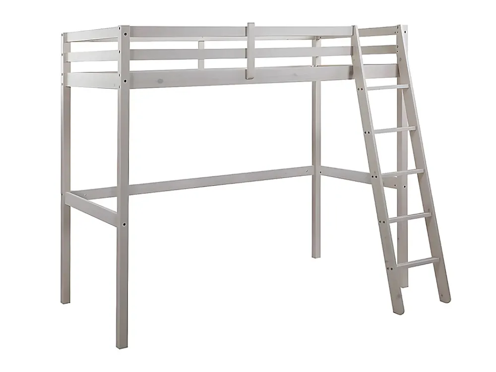 Vente-unique Lit mezzanine - 90 x 190 cm - Pin massif - Blanchi + matelas - GEDEON II* Lit Mezzanine