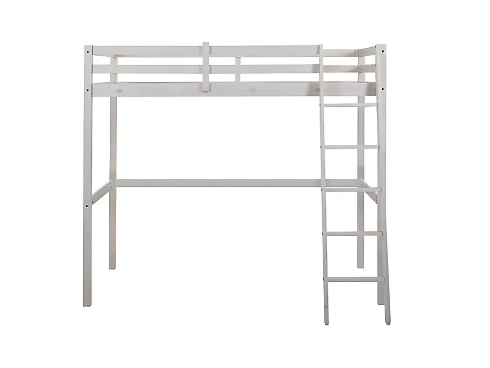 Vente-unique Lit mezzanine - 90 x 190 cm - Pin massif - Blanchi + matelas - GEDEON II* Lit Mezzanine
