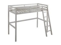 Vente-unique Lit mezzanine - 90 x 190 cm - Pin massif - Blanchi + matelas - GEDEON II* Lit Mezzanine
