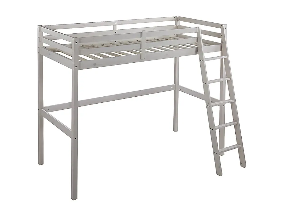 Vente-unique Lit mezzanine - 90 x 190 cm - Pin massif - Blanchi + matelas - GEDEON II* Lit Mezzanine