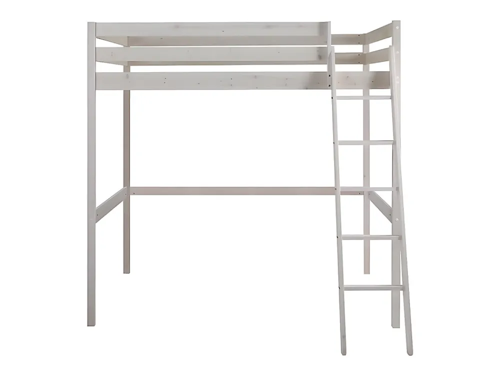 Vente-unique Lit mezzanine - 140 x 190 cm - Pin massif - Blanchi -GEDEON II* Lit Mezzanine